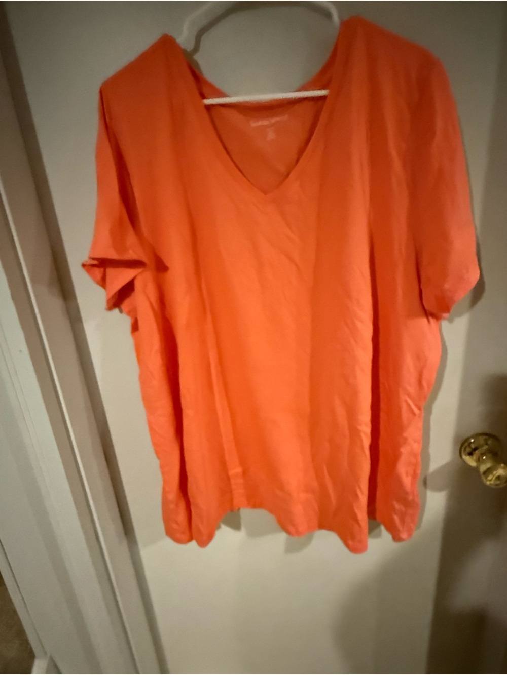 Woman Within plus size 3X (30/32) Orange V-Neck pullover Tee Shirt